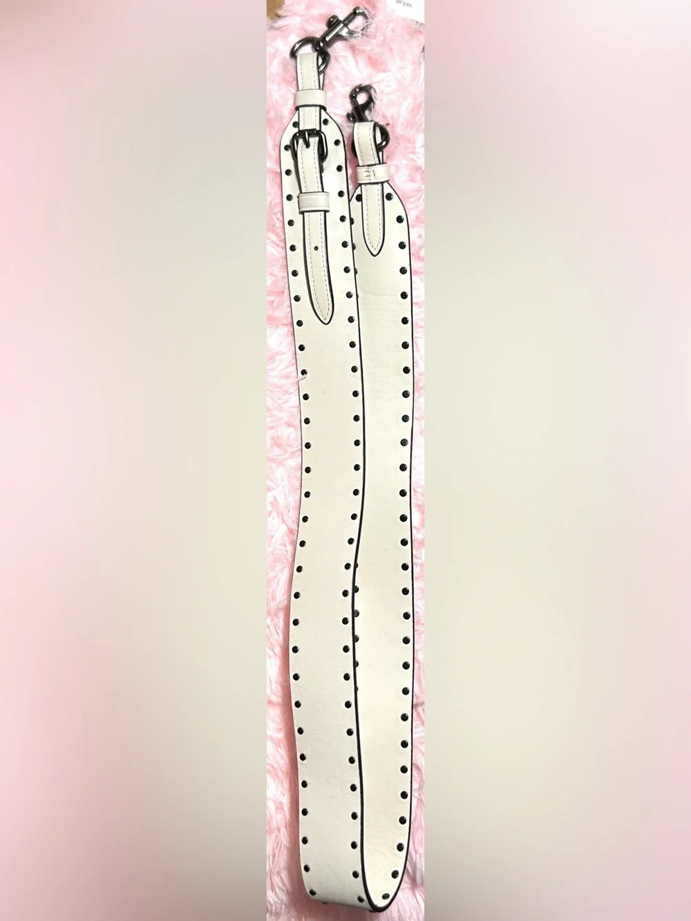 Coach White Leather Studded Shoulder Strap with Dark Hardware